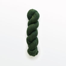 Load image into Gallery viewer, seaweed fingering yarn, logwood & weld, deep dark green, naturally dyed yarn, non-superwash, 218 yards, bluefaced leicester wool