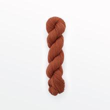 Load image into Gallery viewer, marmalade fingering yarn, cutch and madder root, reddish orange, naturally dyed yarn, non-superwash, 218 yards, bluefaced leicester wool