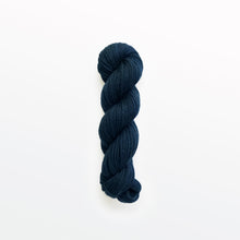 Load image into Gallery viewer, denim fingering yarn, logwood, deep navy blue, naturally dyed yarn, non-superwash, 218 yards, bluefaced leicester wool
