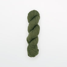 Load image into Gallery viewer, fern fingering yarn, logwood + weld, medium green, naturally dyed yarn, non-superwash, 218 yards, bluefaced leicester wool
