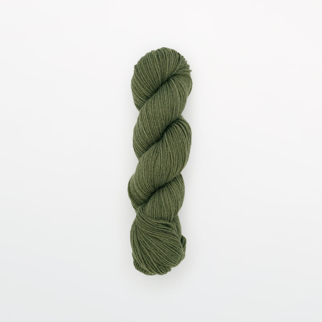 fern fingering yarn, logwood + weld, medium green, naturally dyed yarn, non-superwash, 218 yards, bluefaced leicester wool