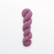 Load image into Gallery viewer, lavender fingering yarn, cochineal, pinkish purple, naturally dyed yarn, non-superwash, 218 yards, bluefaced leicester wool
