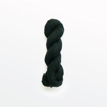 Load image into Gallery viewer, salamander fingering yarn, logwood, weld, &amp; fustic wood, greenish black, naturally dyed yarn, non-superwash, 218 yards, bluefaced leicester wool
