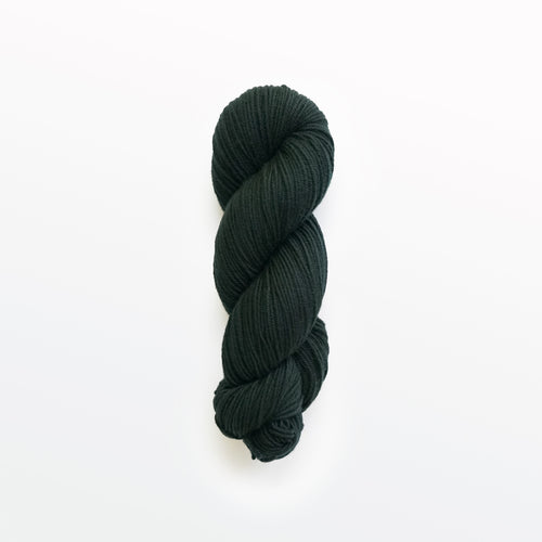 salamander DK yarn, logwood, weld, & fustic wood, greenish-black, naturally dyed yarn, non-superwash, 260 yards, Merino/Rambouillet cross wool