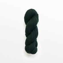 Load image into Gallery viewer, Salamander worsted yarn, logwood, weld, &amp; fustic wood, dark green, naturally dyed yarn, non-superwash, 240 yards, Merino/Rambouillet cross wool
