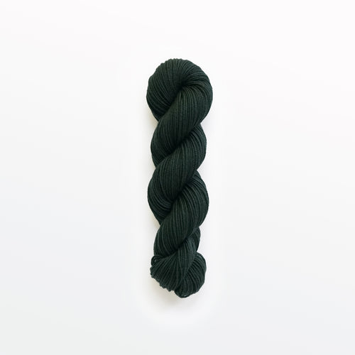 salamander sport yarn, logwood, weld, & fustic wood, greenish black, naturally dyed yarn, non-superwash, 156 yards, Merino/Rambouillet cross wool