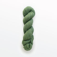 Load image into Gallery viewer, pistachio fingering yarn, pin cushion, greenish aqua, naturally dyed yarn, non-superwash, 225 yards, merino/rambouillet cross wool
