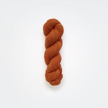 Load image into Gallery viewer, carrot fingering yarn, madder root, cutch, and marigold, medium orange, naturally dyed yarn, non-superwash, 225 yards, merino/rambouillet cross wool
