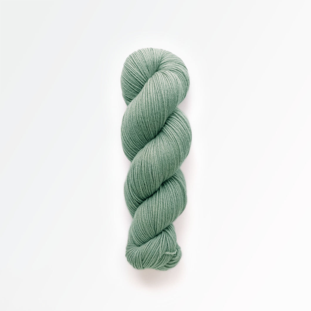 sea foam fingering yarn, pin cushion, light aqua, naturally dyed yarn, non-superwash, 450 yards, merino/rambouillet cross wool