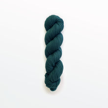 Load image into Gallery viewer, Teal sport yarn, indigo plus fustic wood, dark green, naturally dyed yarn, non-superwash, 156 yards, Merino/Rambouillet cross wool
