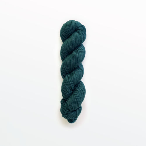 Teal sport yarn, indigo plus fustic wood, dark green, naturally dyed yarn, non-superwash, 156 yards, Merino/Rambouillet cross wool