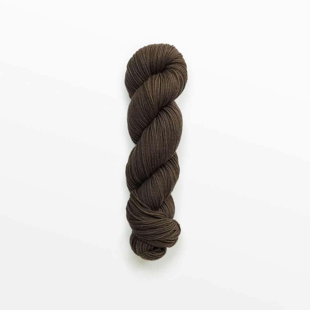 Umber sport yarn, walnut, dark brown, naturally dyed yarn, non-superwash, 312 yards, Merino/Rambouillet cross wool