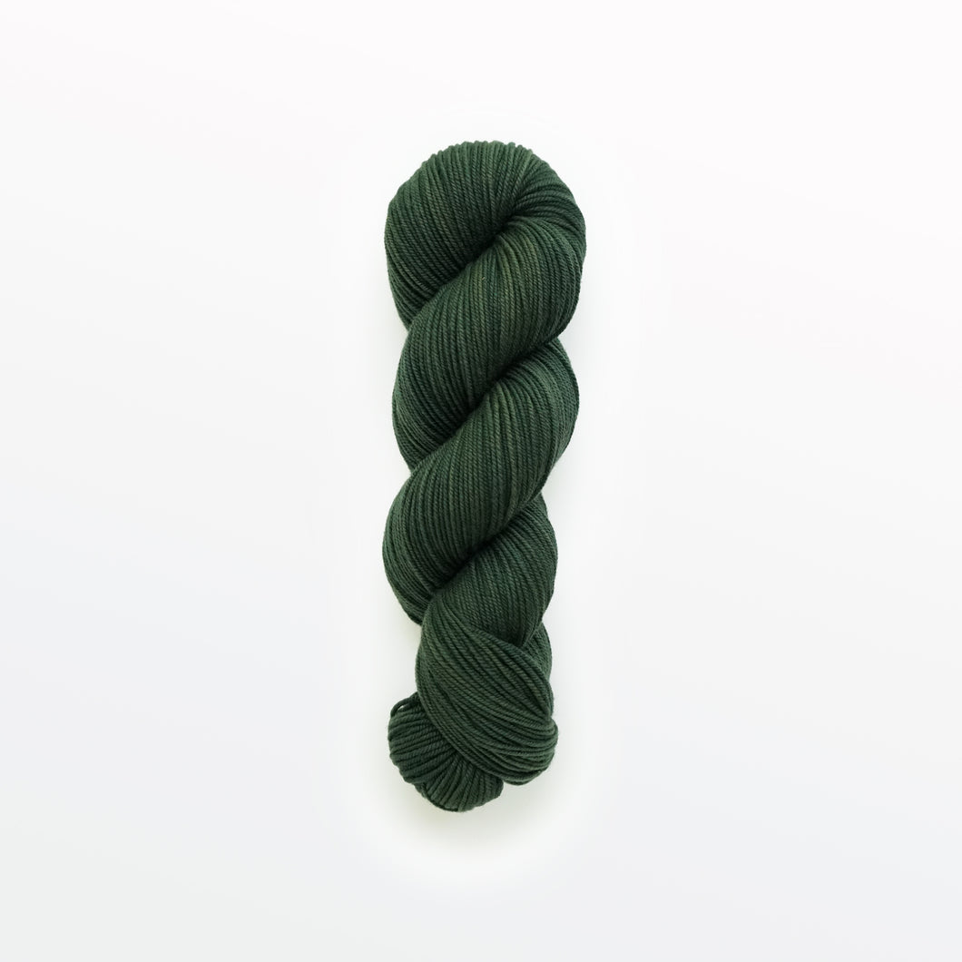 pine sport yarn, logwood & weld, dark green, naturally dyed yarn, non-superwash, 312 yards, Merino/Rambouillet cross wool