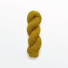 Load image into Gallery viewer, Mustard worsted yarn, fustic wood, deep yellow, naturally dyed yarn, non-superwash, 240 yards, Merino/Rambouillet cross wool
