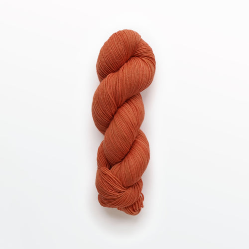 apricot fingering yarn, madder root, bright orange, naturally dyed yarn, non-superwash, 450 yards, merino/rambouillet cross wool