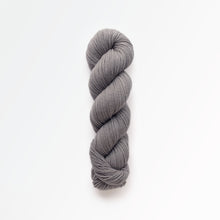Load image into Gallery viewer, narwhal sport yarn, acorns + iron, light gray, naturally dyed yarn, non-superwash, 312 yards, Merino/Rambouillet cross wool
