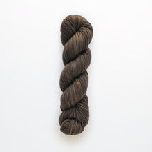 Load image into Gallery viewer, Coffee worsted yarn, walnut, dark brown, naturally dyed yarn, non-superwash, 240 yards, Merino/Rambouillet cross wool
